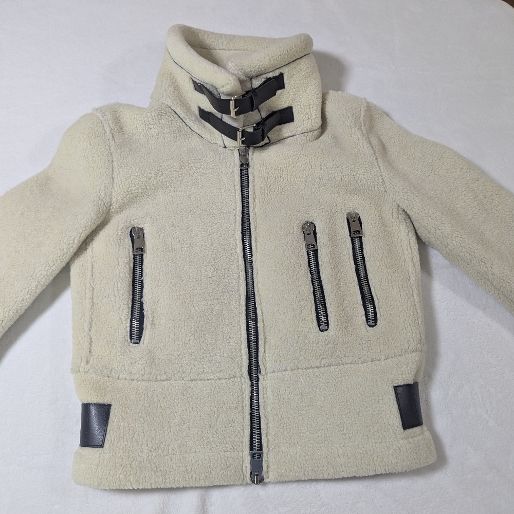 AINEA Cream Moto Jacket with Buckle And Zipper Accents Size EU 36